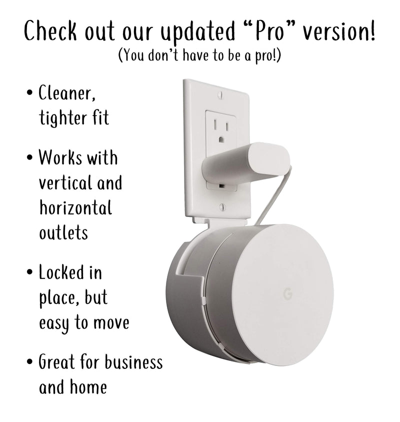  [AUSTRALIA] - Dot Genie Google WiFi [Old Rectangular Plug – NOT Current Round Plug] Outlet Holder Mount Stand: No Messy Screws! (1-Pack) 1 Pack White