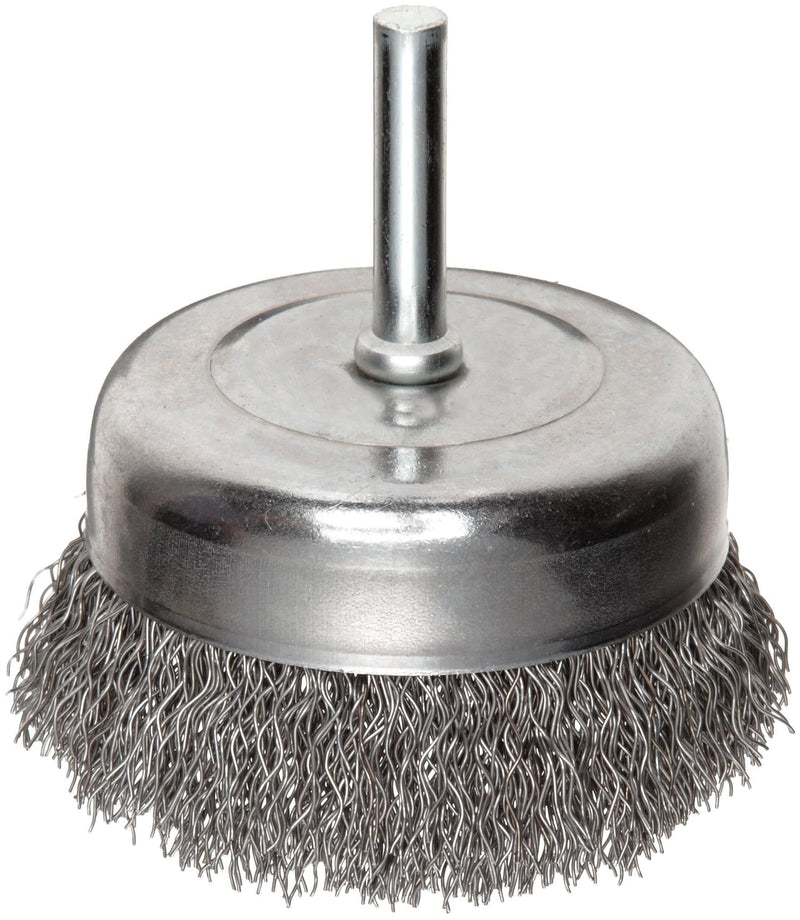  [AUSTRALIA] - Weiler 36030 Vortec Pro 3" Crimped Wire Cup Brush, .014" Steel Fill, 1/4" Stem, Made in the USA 3" .014" Wire Size x 7/8" Trim Length