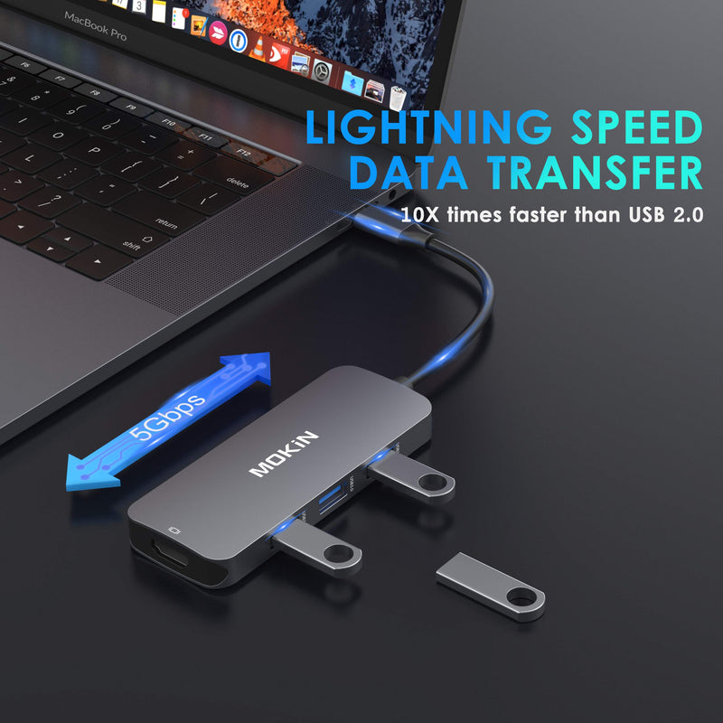 USB C Hub HDMI Adapter for MacBook Pro, Multi-Ports Mac Dongle with 4K USB C to HDMI, 7 in 1 USB C Hub, USB C to HDMI SD TF Card Reader 3 USB 3.0 and USB C Power Pass-Through Port Adapters. - LeoForward Australia