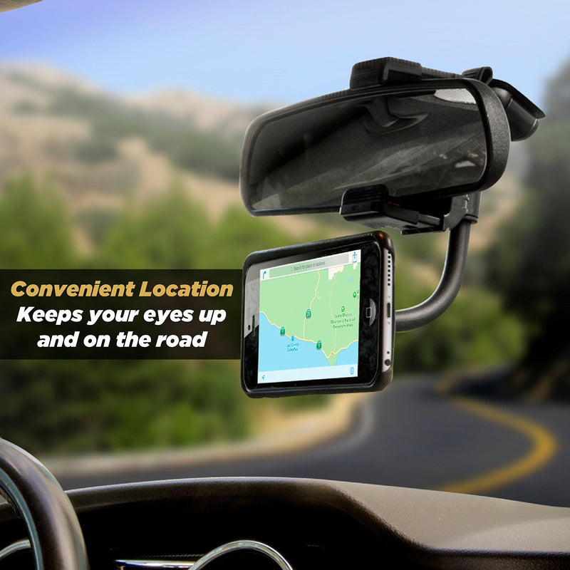  [AUSTRALIA] - Scosche MAGRVMB MagicMount Magnetic Rearview Mirror Phone Holder for Car - 360 Degree Adjustable Head, Universal with All Devices - Rearview Mirror Mount