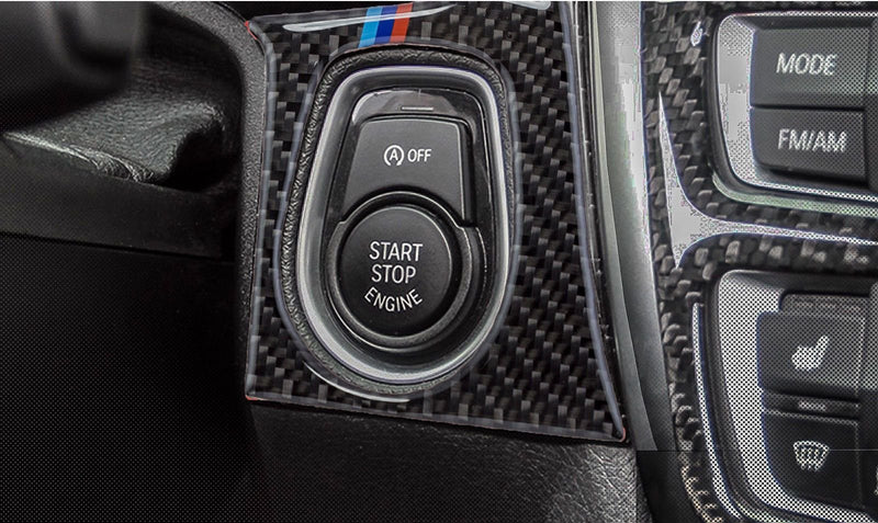 M Colored Color Real Carbon Fiber Engine Start Button Trim Sticker for BMW 3 4 Series M3 M4 Engine Start Switch - LeoForward Australia