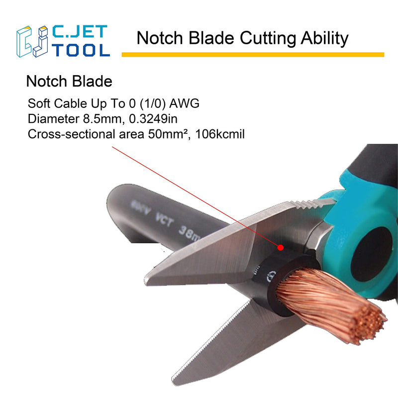  [AUSTRALIA] - C.JET TOOL 6" Stainless Electrician Scissors Heavy Duty Professional for Aluminium Copper Soft Cable (Turquoise) Turquoise