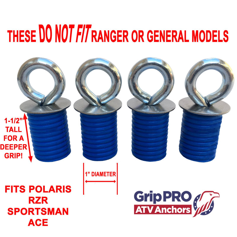  [AUSTRALIA] - GripPRO ATV Anchors to fit Polaris Lock & Ride ATV Tie Down Anchors Made to fit RZR, Sportsman - Set of 4 - These DO NOT FIT Ranger Models