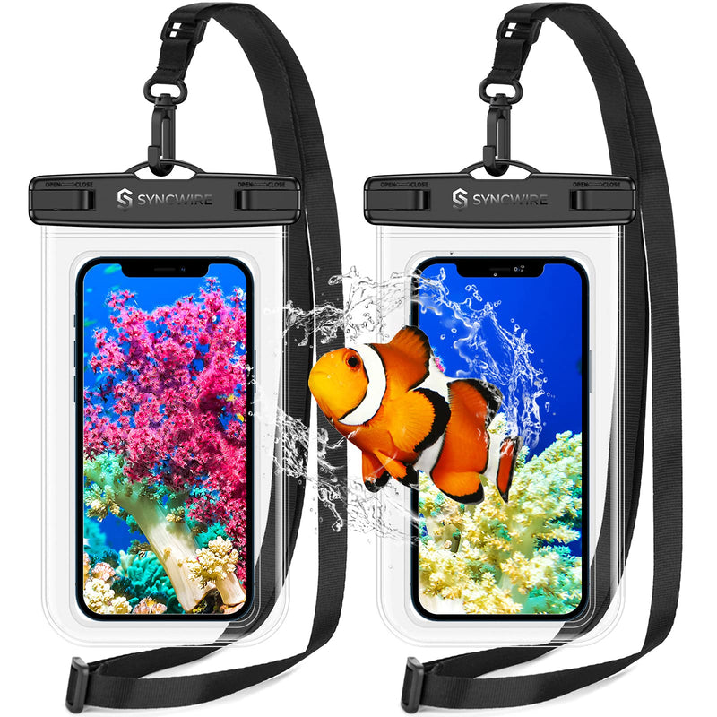  [AUSTRALIA] - Syncwire IPX8 Waterproof Phone Pouch with Lanyard 2 Pack & IP68 Waterproof Fanny Bag with Adjustable Waist Strap 2 Pack for iPhone Samsung Galaxy and More, Beach Accessories, Vacation Must Haves