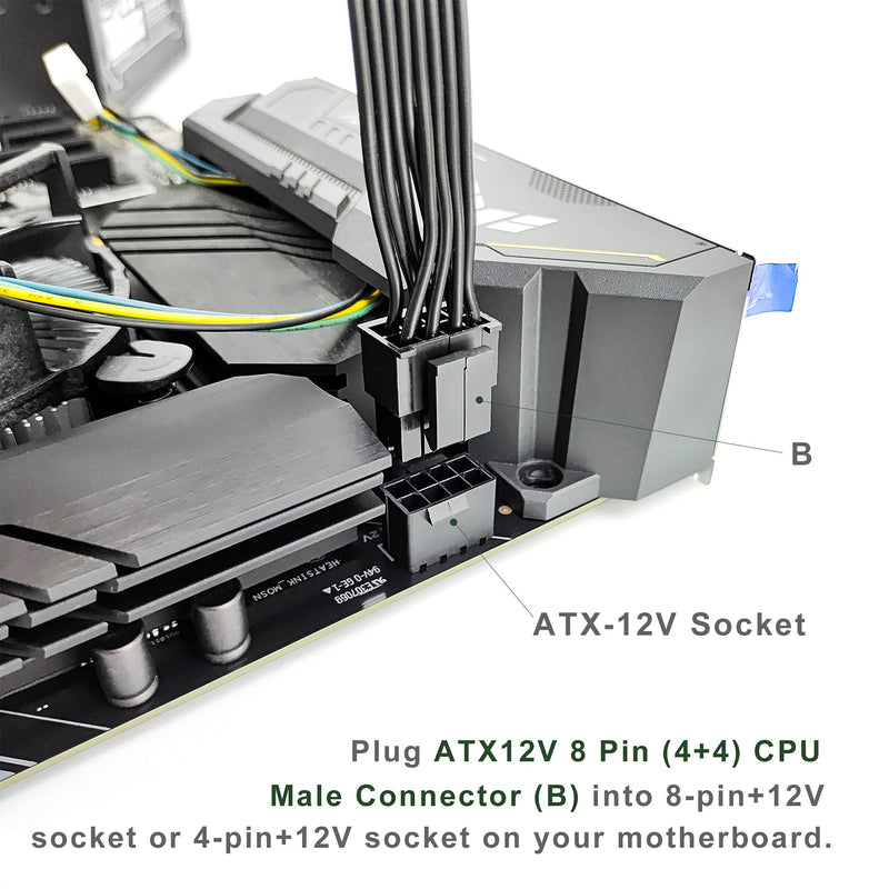  [AUSTRALIA] - JZYMOD EPS12V CPU 8 Pin Female to CPU ATX 8 Pin and ATX 4 Pin Male Power Supply Extension Cable