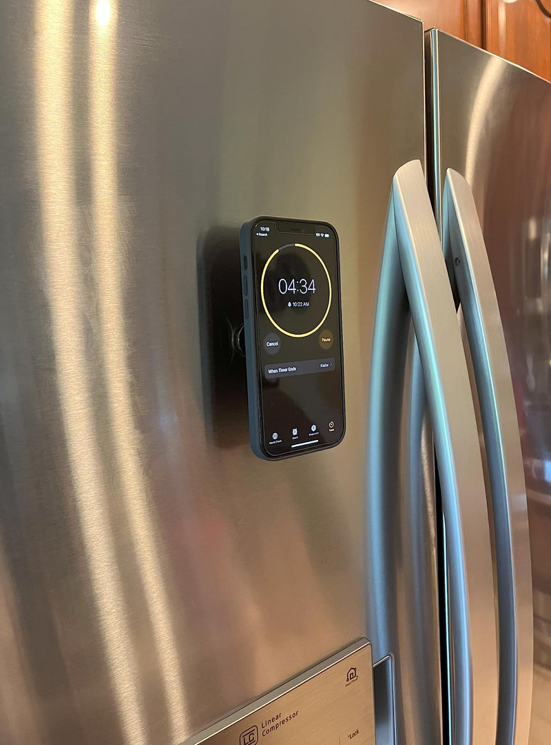  [AUSTRALIA] - Fridge Magnetic iPhone Holder, MagSafe Compatible, Attaches Magnetically to Refrigerator Door or Side.