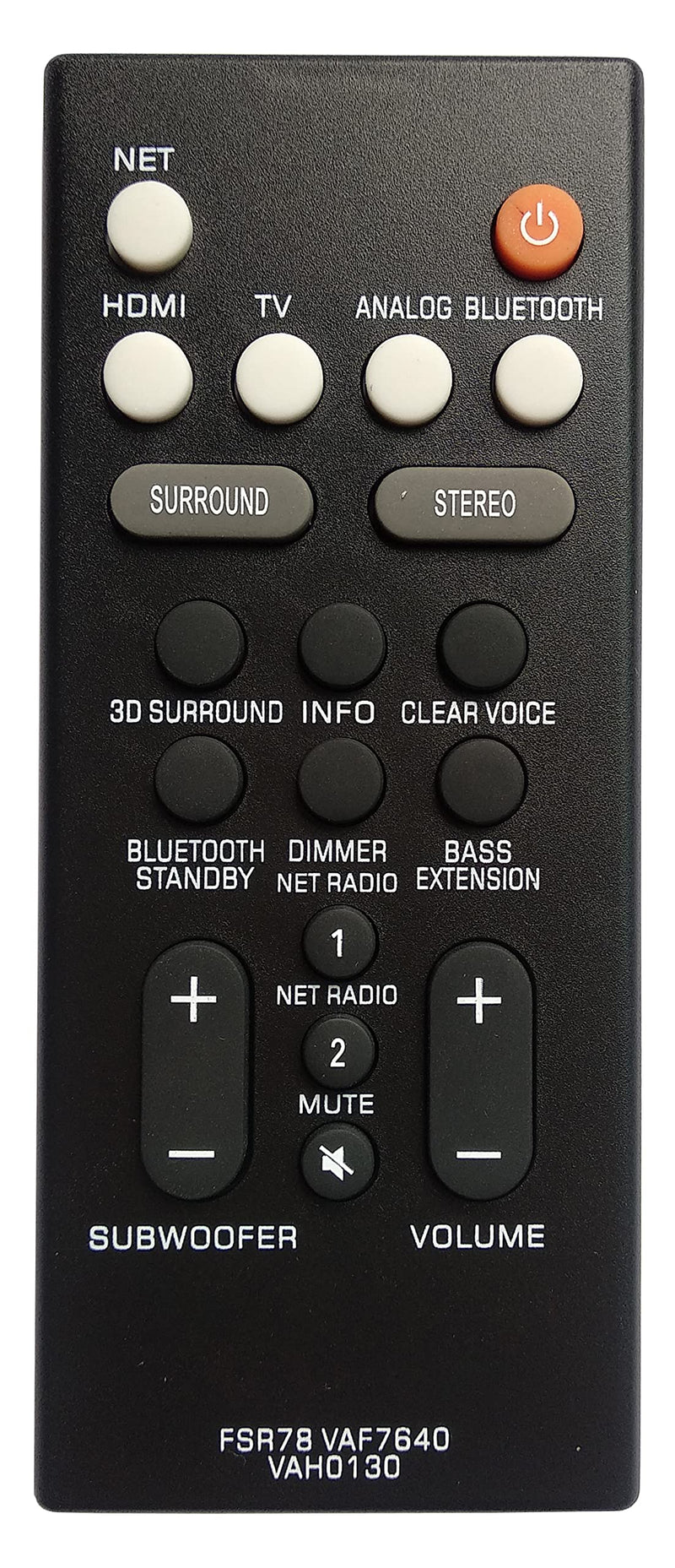  [AUSTRALIA] - Universal Remote Compatible for Yamaha FSR78 ATS-1060 ATS1060 ATS-1070 ATS1070 YAS-106 YAS-107 YAS107 YAS-207 Audio/Video Receiver Remote Control