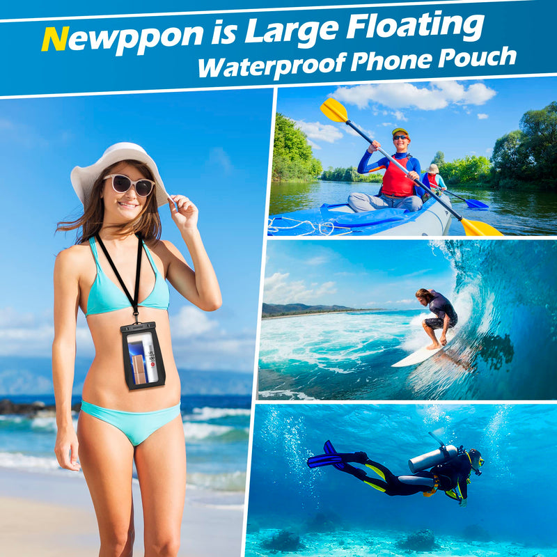  [AUSTRALIA] - newppon Large Float Waterproof Mobile Pouch Underwater Clear Cellphone Holder Container - Universal Floatable Cell Water Proof DryBag Case for iPhone Samsung Galaxy for Cruises Camping Shower