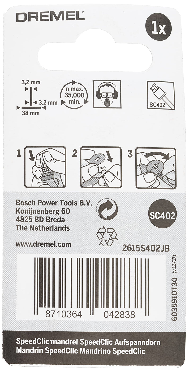  [AUSTRALIA] - Dremel SC402 EZ SpeedClic mandrel - accessory set for multifunctional tool with 1 Dremel mandrel for using certain accessories such as polishing felts or cutting and grinding discs