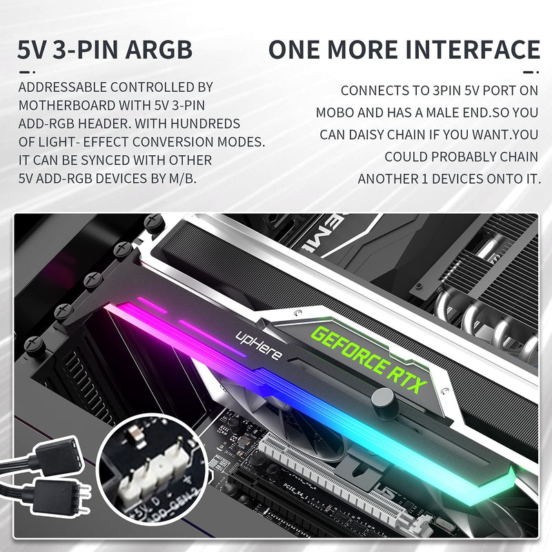  [AUSTRALIA] - upHere 5V 3PIN Addressable RGB Graphics Card GPU Brace Support Video Card Sag Holder,Built-in 5V ARGB Strip,Adjustable Length and Height Support,G276ARGB BLACK 5V 3PIN ARGB