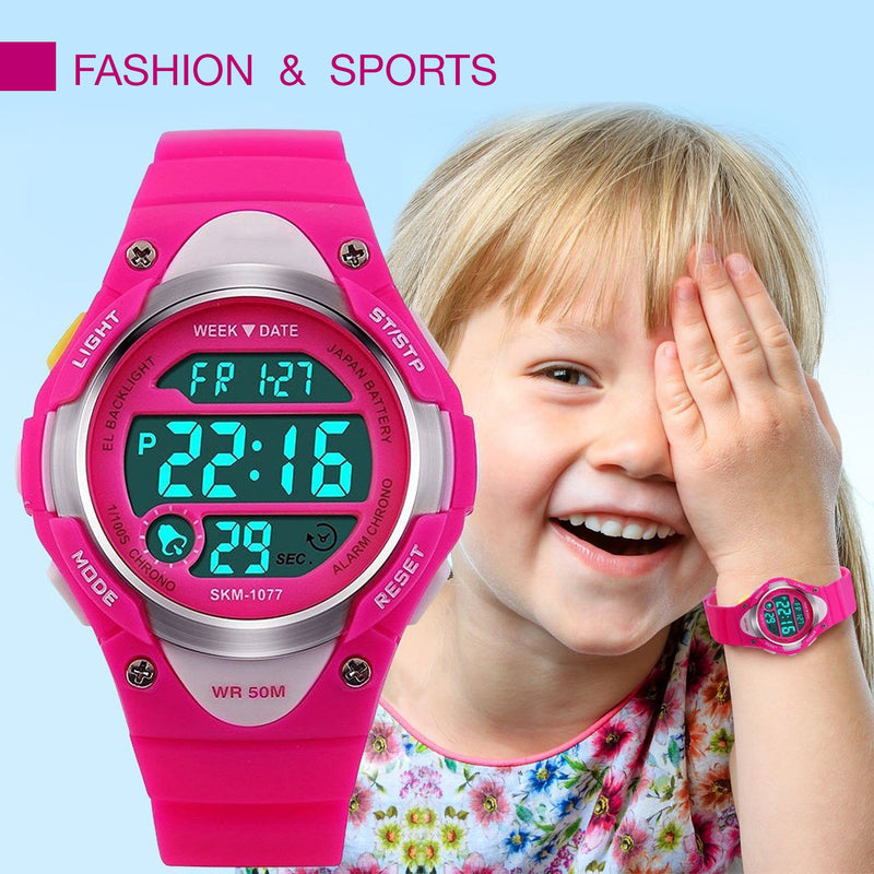 Boys Girls Sport Digital Watch, Kids Outdoor Waterproof Electronic Watches with LED Alarm Stopwatch Red - LeoForward Australia