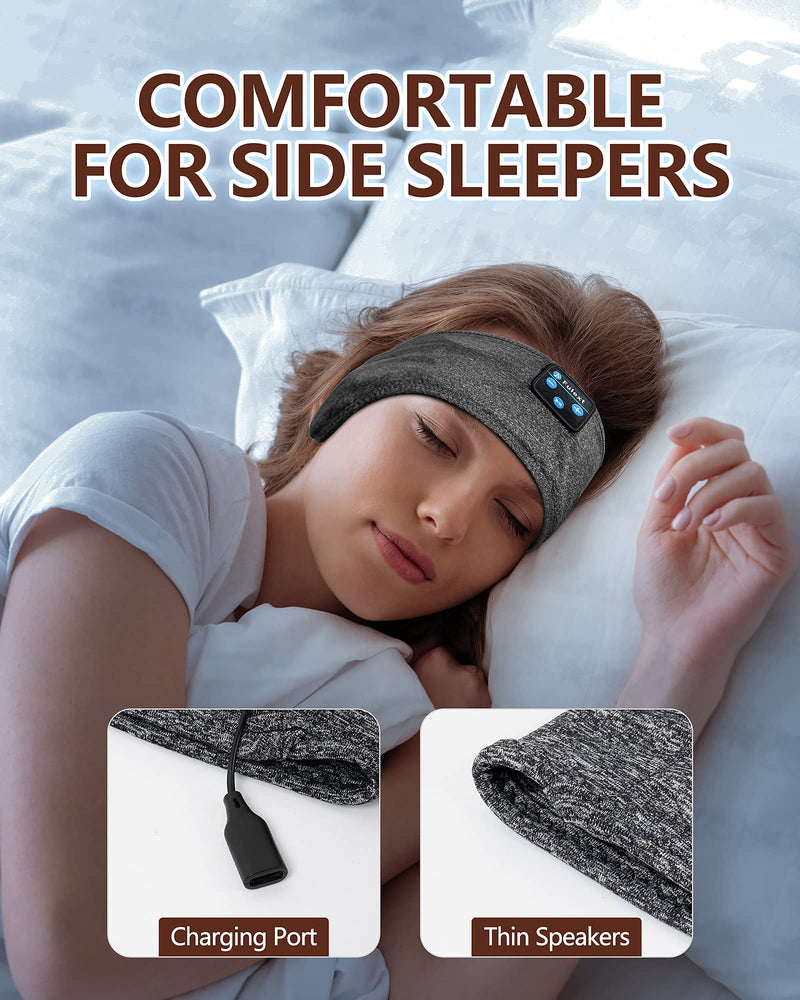  [AUSTRALIA] - Sleeping Headphones Bluetooth Headband, Perytong Soft Sleep Headphones Headbands,Long Time Play Sleeping Headsets with Built in Speakers Perfect for Workout,Running,Yoga,Travel DarkGray