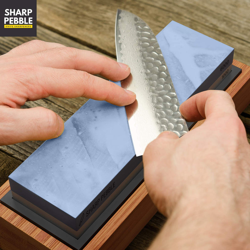  [AUSTRALIA] - Sharp Pebble Premium Whetstone Knife Sharpening Stone 2 Side Grit 1000/6000 Waterstone- Whetstone Knife Sharpener- NonSlip Bamboo Base & Angle Guide