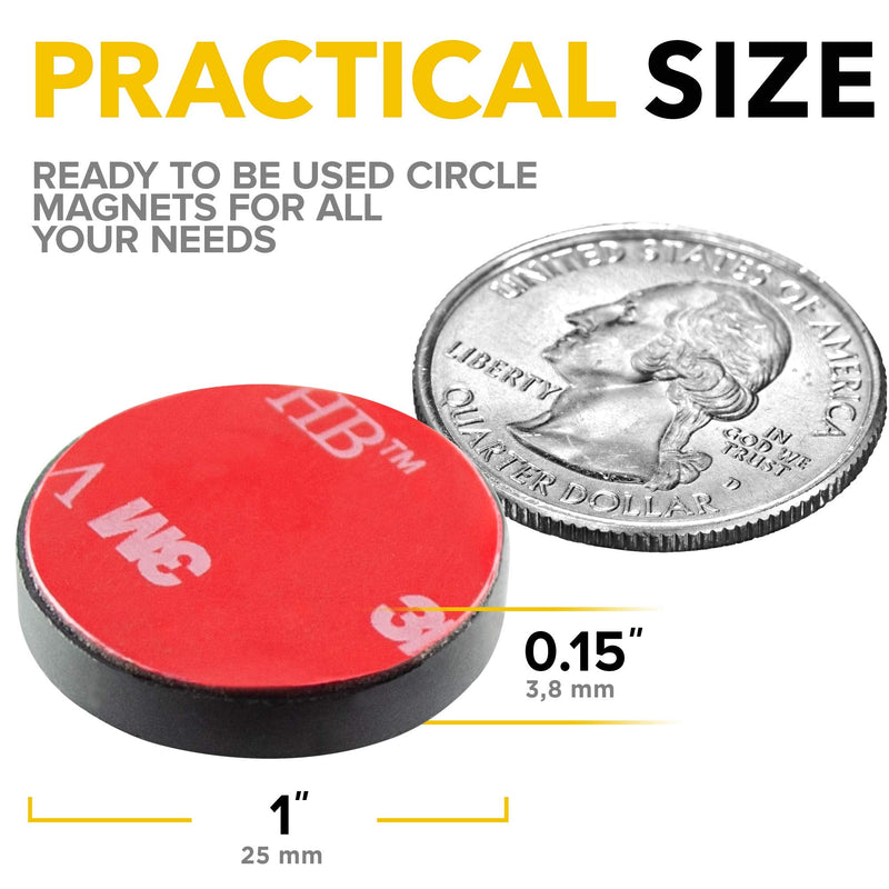  [AUSTRALIA] - Adhesive Magnets - 1 Inch (25mm) Round Disc Magnets - Strong Sticky Adhesive Backing - Circle Ceramic Magnets Ideal for DIY, Craft, Kitchen - 36 PCs Tiny Self Adhesive Magnets