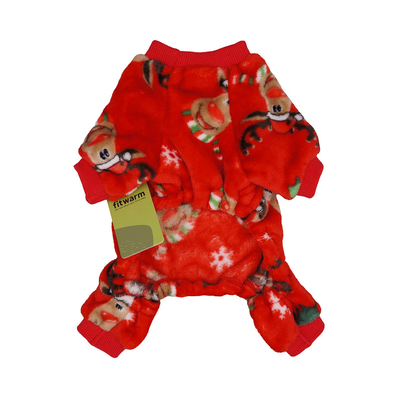 Fitwarm Santa's Little Helper Reindeer Dog Christmas Pajamas Pet Clothes Doggie Christmas Costumes Puppy Jumpsuits Red X-Small - LeoForward Australia