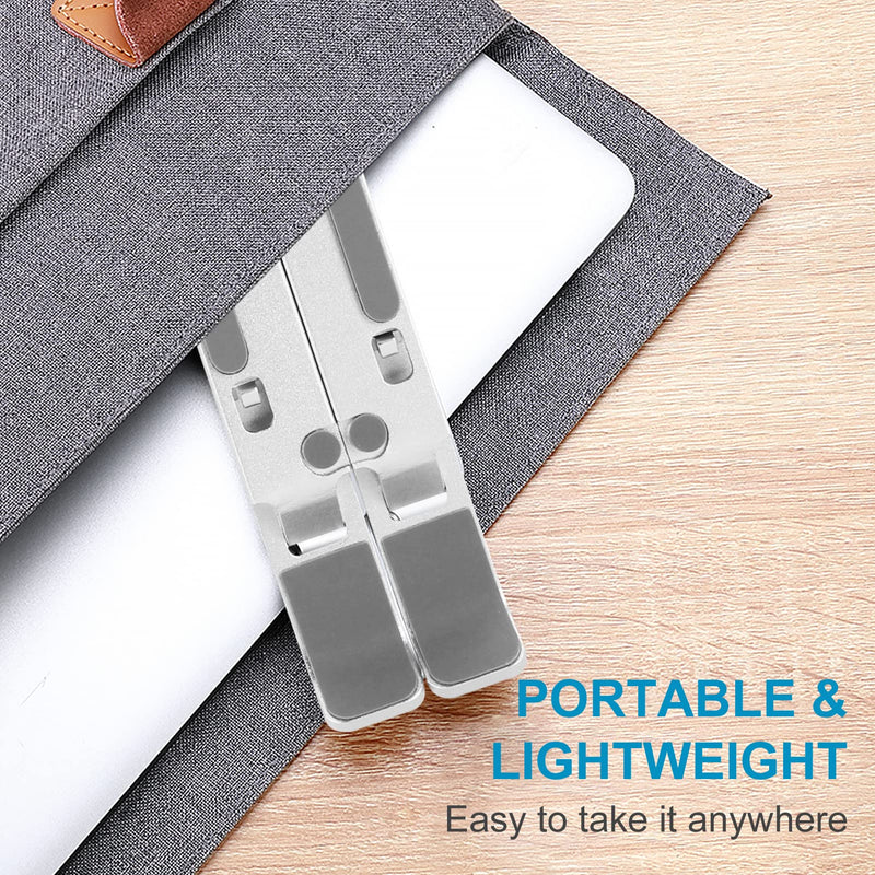  [AUSTRALIA] - Portable Laptop Stand for Desk, Adjustable Aluminum Laptop Holder Riser Computer Stand, Foldable Notebook Stand, Compatible with MacBook Air Pro, iPad Air Pro, Laptops, Tablet 10-15.6 inch (Silver)