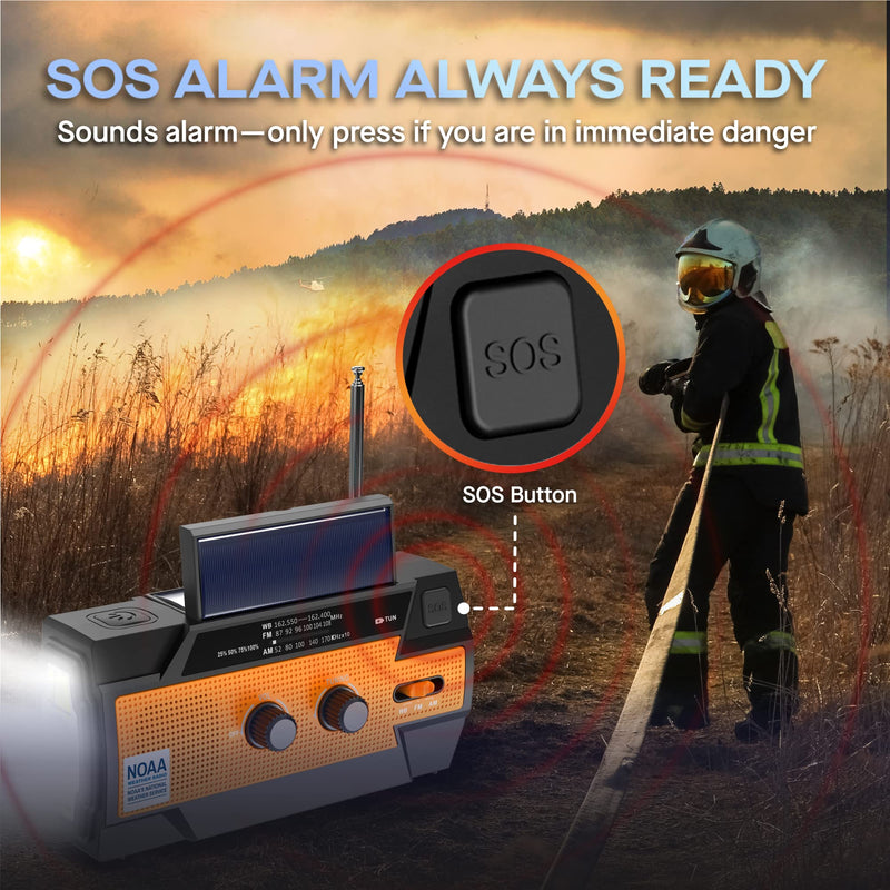  [AUSTRALIA] - Weather Radio - Emergency Radio NOAA Hand Crank Radio Flashlights for Emergencies AM/FM Solar Hand - Battery Operated Radio with Cell Phone Charger - Crank Radio [4000mAh] - Emergency Radio