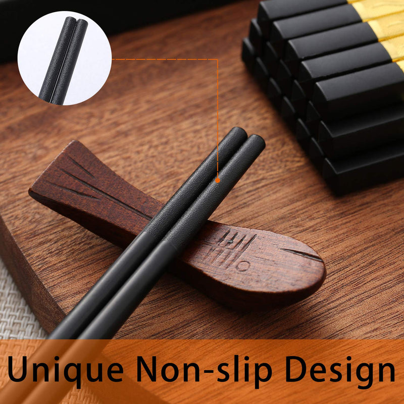  [AUSTRALIA] - 10 Pairs Fiberglass Chopsticks, Reusable Alloy Chop Sticks Non-slip Chopsticks in Minimalism Style, Dishwasher, 9 1/2 Inches (Golden) Golden