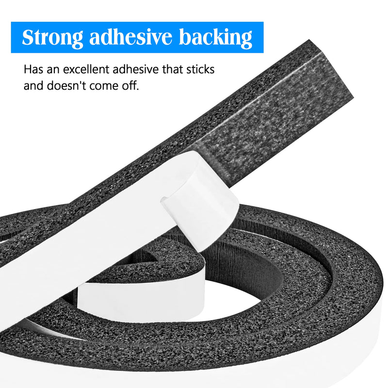  [AUSTRALIA] - Foam Strips with Adhesive, 1 Inch Wide X 1 Inch Thick, Neoprene Weather Stripping High Density Closed Cell Foam Tape Seal for Doors and Windows Insulation, Total 13 Feet Long(6.5ft x 2 Rolls) 13Ft x1 in x 1 in