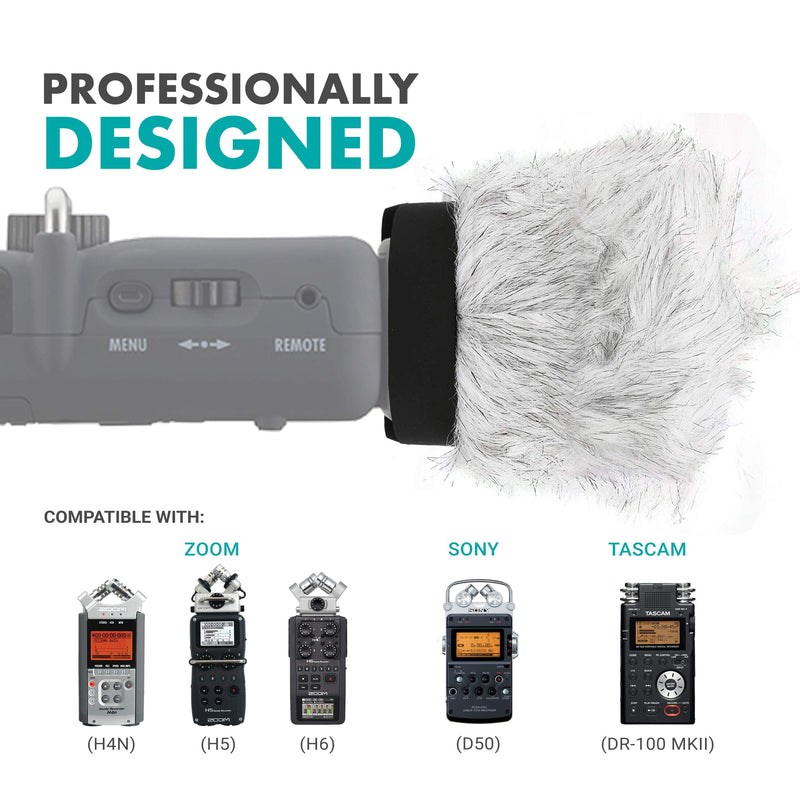  [AUSTRALIA] - Movo WS-R30 Professional Furry Windscreen with Acoustic Foam Technology for Zoom H4n, H5, H6, Tascam DR-100 MKII and Sony PCM-D50 Portable Digital Recorders