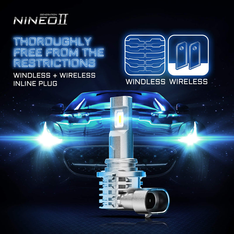  [AUSTRALIA] - NINEO Fanless 9005 LED Headlight Bulbs | Wireless Hb3 All-in-One Conversion Kit | CREE Chips 10000LM 6500K Cool White