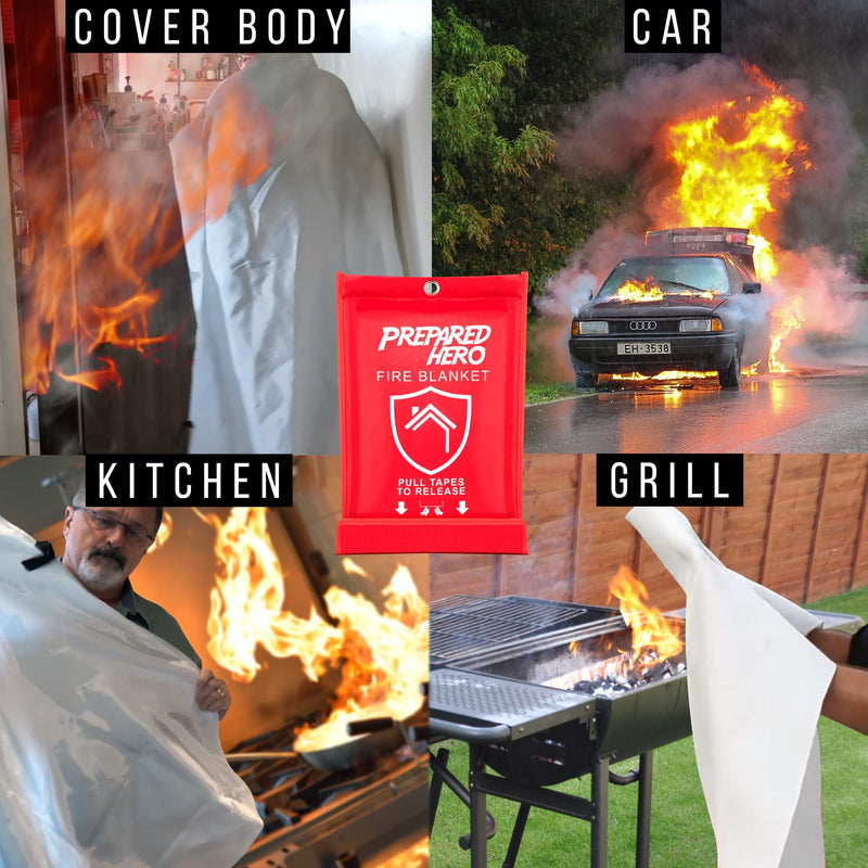  [AUSTRALIA] - Prepared Hero Emergency Fire Blanket - 1 Pack - Fire Suppression Blanket for Kitchen, 40” x 40” Fire Blanket for Home, Fiberglass Fire Blanket