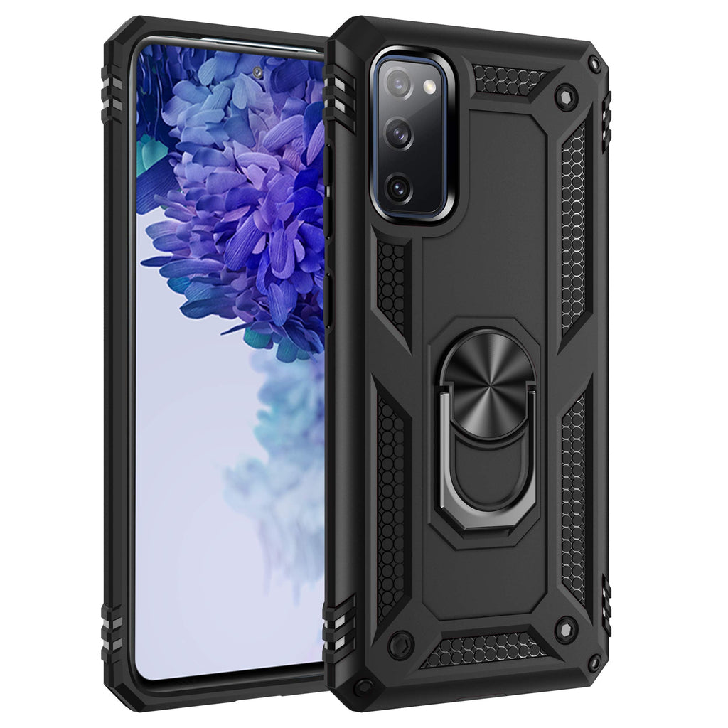  [AUSTRALIA] - Korecase Samsung S20 FE Case Screen Camera Protection Built-in 360 Rotating Ring Stand Black