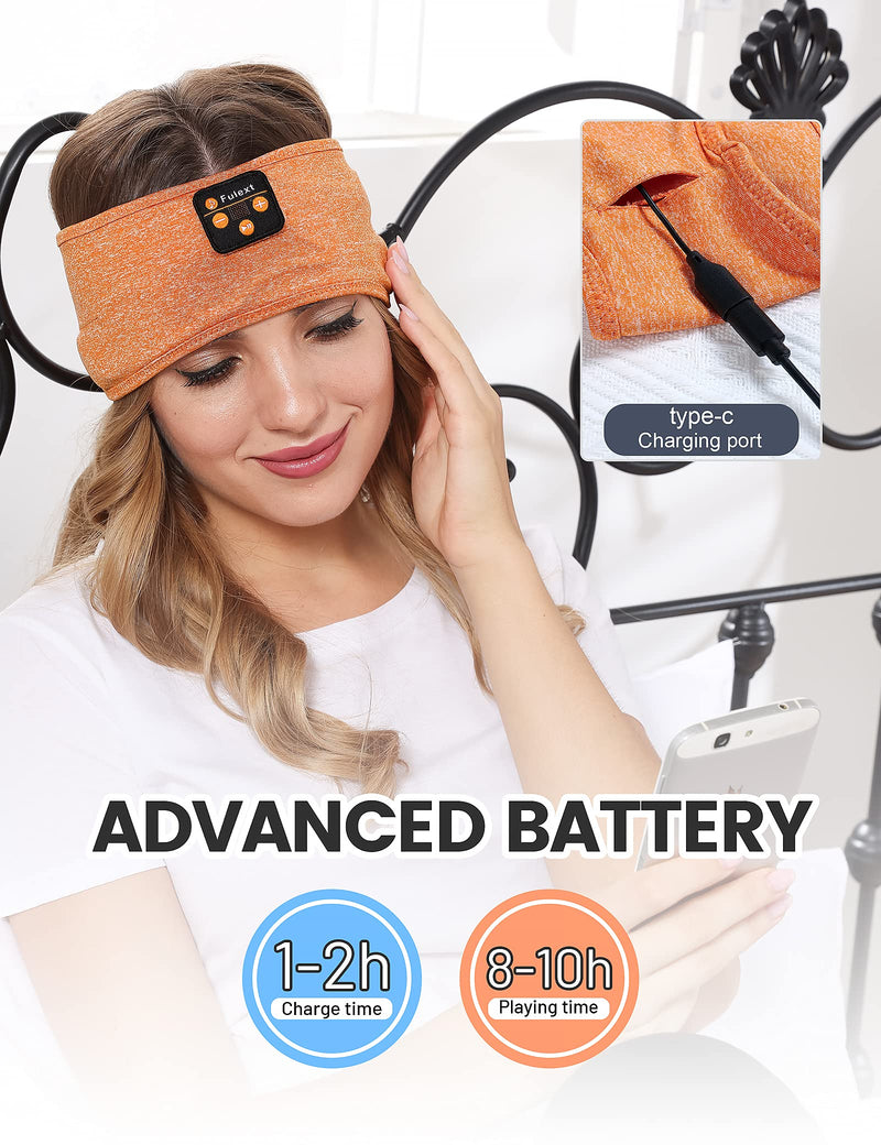  [AUSTRALIA] - Headphones for Sleeping,Perytong Sleep Headphones Headband Soft Elastic Comfortable Bluetooth Headband,Cool Tech Gadgets Sleeping Gifts Guide for Men Women Orange