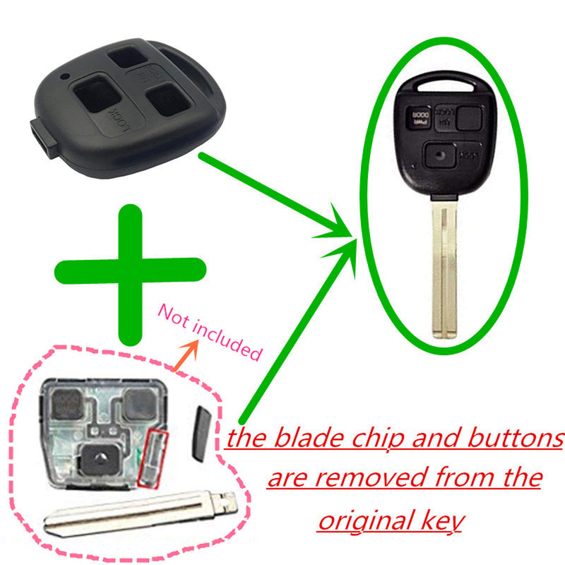 New Key Fob Case 3 Buttons Replacement Keyless Entry Smart Remote Control Key Shell with High-Grade Elegant Key Chain Fit for Lexus Lexus GS GX is LS LX RX SC - LeoForward Australia