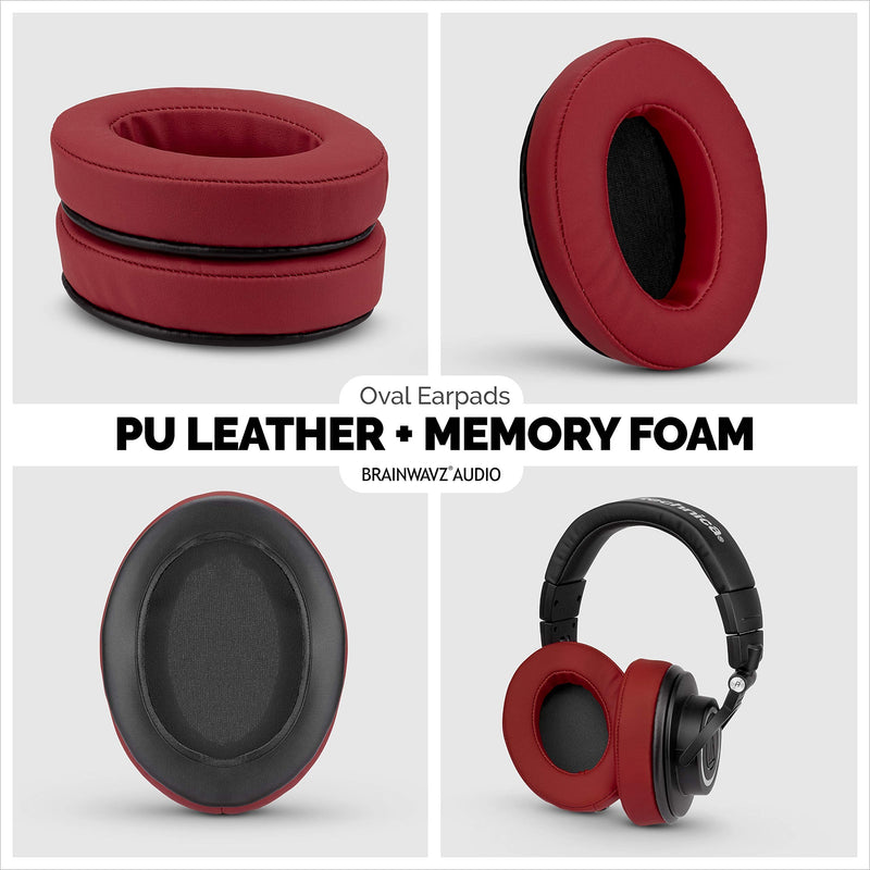  [AUSTRALIA] - Brainwavz Ear Pads for ATH M50X, M50XBT, M40X, M30X, HyperX, SHURE, Turtle Beach, AKG, ATH, Philips, JBL, Fostex Replacement Memory Foam Earpads & Fits Many Headphones (See List), Dark Red Oval