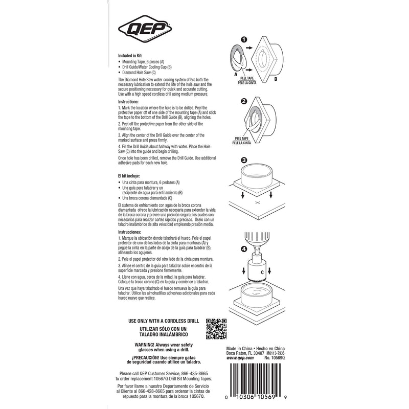 QEP 10569Q 1-3/8" Diamond Hole Saw with Water Delivering System - LeoForward Australia