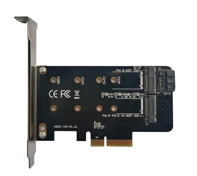  [AUSTRALIA] - Valuegist Dual M.2 PCIE Adapter for SATA or PCIE NVMe SSD, M.2 SSD NVME (m Key) and SATA (b Key) 2280 2260 2242 2230 to PCI-e 3.0 x 4 Host Controller Expansion Card (MKeyBkey) MKeyBkey