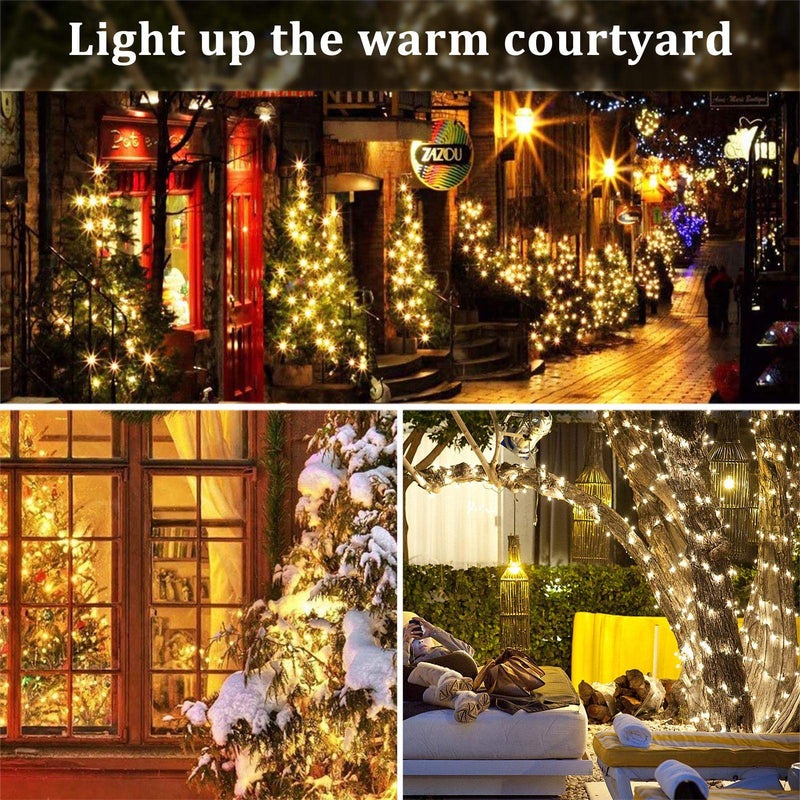  [AUSTRALIA] - Solar String Lights Waterproof Holiday String Lights, Outdoor/Indoor String Lights, 8-Lighting Modes, Fairy Lights, Holiday Christmas Lights Decoration, 33ft, 100-LED, 2 Pack (Warm White) Warm White