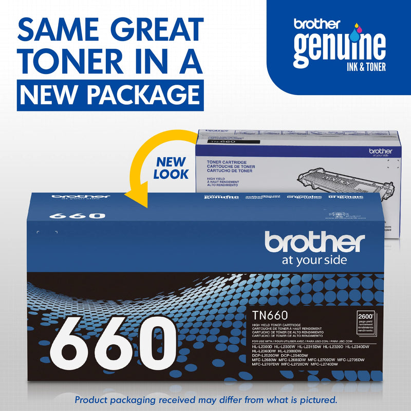  [AUSTRALIA] - Brother Genuine High Yield Toner Cartridge, TN660, Replacement Black Toner, Page Yield Up to 2,600 Pages, Amazon Dash Replenishment Cartridge 1 Pack Standard Packaging