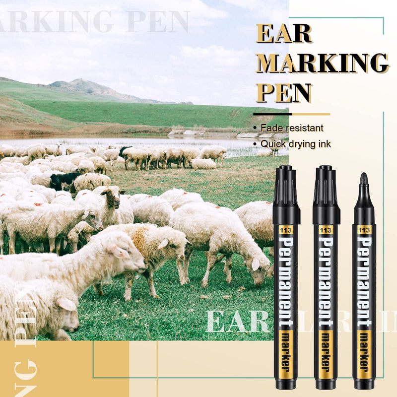  [AUSTRALIA] - 3 Packs Permanent Paint Pens Black Markers Ear Tag Paint Pens Medium Tip Permanent Paint Markers Oil Based Marking Pen Black Colored Oil Pen for Metal, Rock Painting, Wood, Fabric, Plastic, Mugs