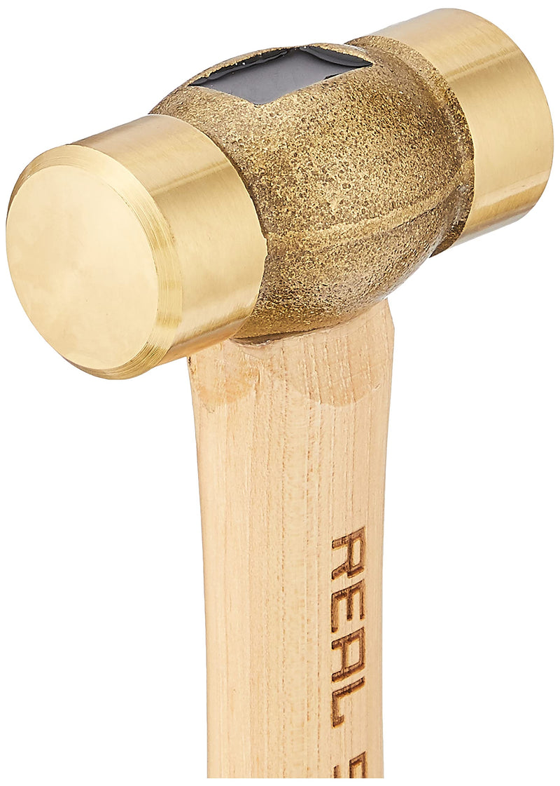 Real Steel 0421 Solid Brass Non-Sparking Hammer, Hickory Wood Handle, 20-Ounce - LeoForward Australia