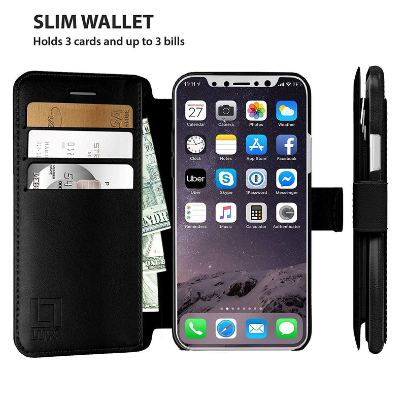  [AUSTRALIA] - LUPA iPhone 12 Mini Wallet Case -Slim iPhone 12 Mini Flip Case with Credit Card Holder, for Women & Men, Faux Leather iPhone 12 Mini Purse Cases with Magnetic Closure, Black iPhone 12 Mini (5.4 Inch diagonal screen size)