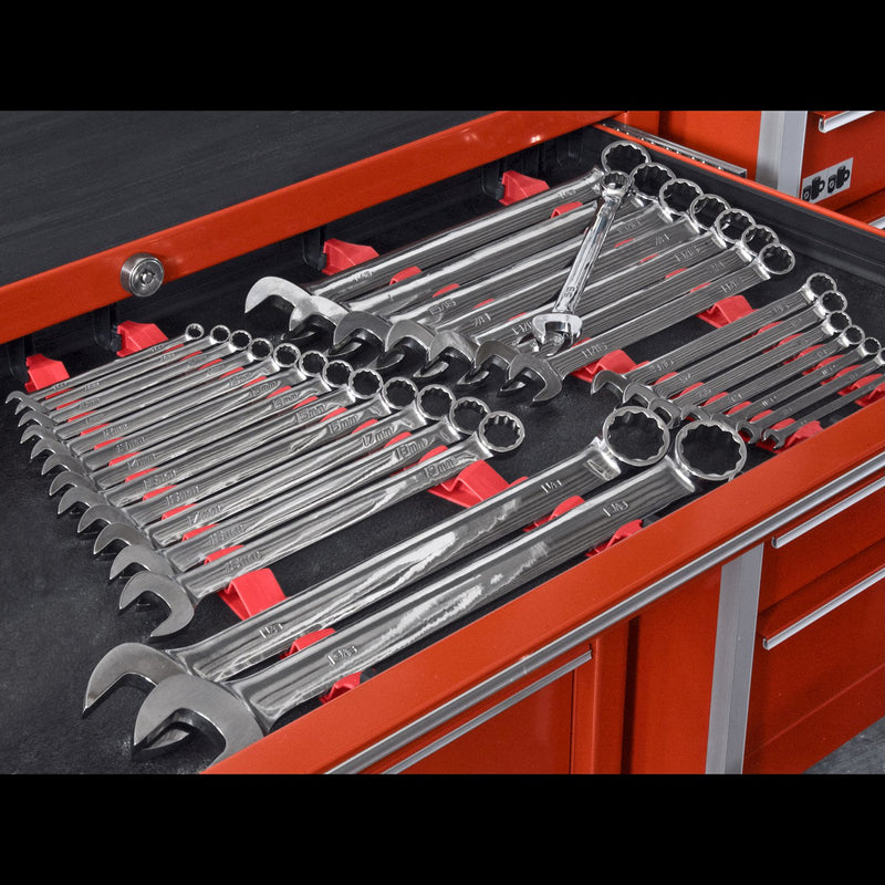  [AUSTRALIA] - Ernst Manufacturing No-Slip Low-Profile Wrench Rail Set, 30 Tool, Red