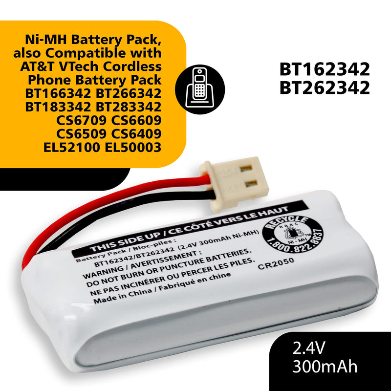  [AUSTRALIA] - 2-Pack Cerepros BT162342/BT262342 Battery Pack for VTech AT&T Cordless Phone System