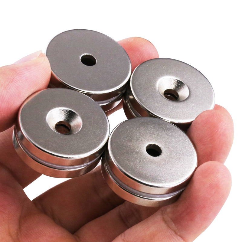 1.26 inch x 0.2 inch Neodymium Disc Countersunk Hole Magnets. Strong Permanent Rare Earth Magnets with Screws - Pack of 8 - LeoForward Australia