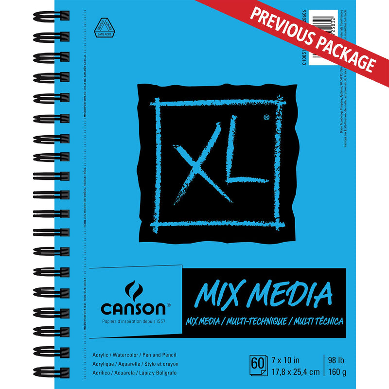 Canson 100510926 XL Mix Media Paper Pad, 98 Pound, 7 x 10 Inch, 60 Sheets 7" x 10" Side Wire - LeoForward Australia