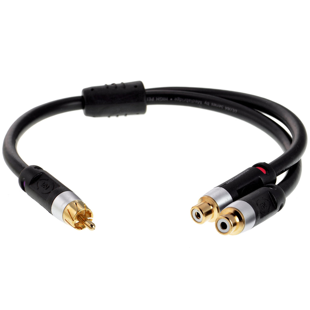  [AUSTRALIA] - Mediabridge™ Ultra Series RCA Y-Adapter (12 Inches) - 1-Male to 2-Female for Digital Audio or Subwoofer - (Part# CYA-1M2F-P)