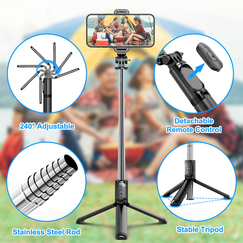  [AUSTRALIA] - Selfie Stick, Extendable Selfie Stick Tripod with Wireless Remote and Tripod Stand, Portable, Lightweight, Compatible with iPhone 14 13 12 Pro Xs Max Xr X 8Plus 7, Samsung Smartphone and More Regular