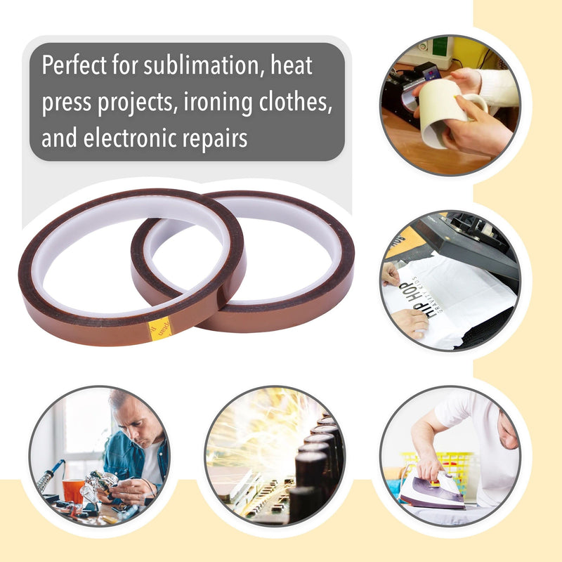  [AUSTRALIA] - Mr. Pen- Heat Tape, 10mm x 33m(108ft), 2 Rolls, Heat Tape for Sublimation, Heat Resistant Tape, Heat Transfer Tape, High Temperature Tape, Thermal Tape, Heat Press Tape, High Heat Tape