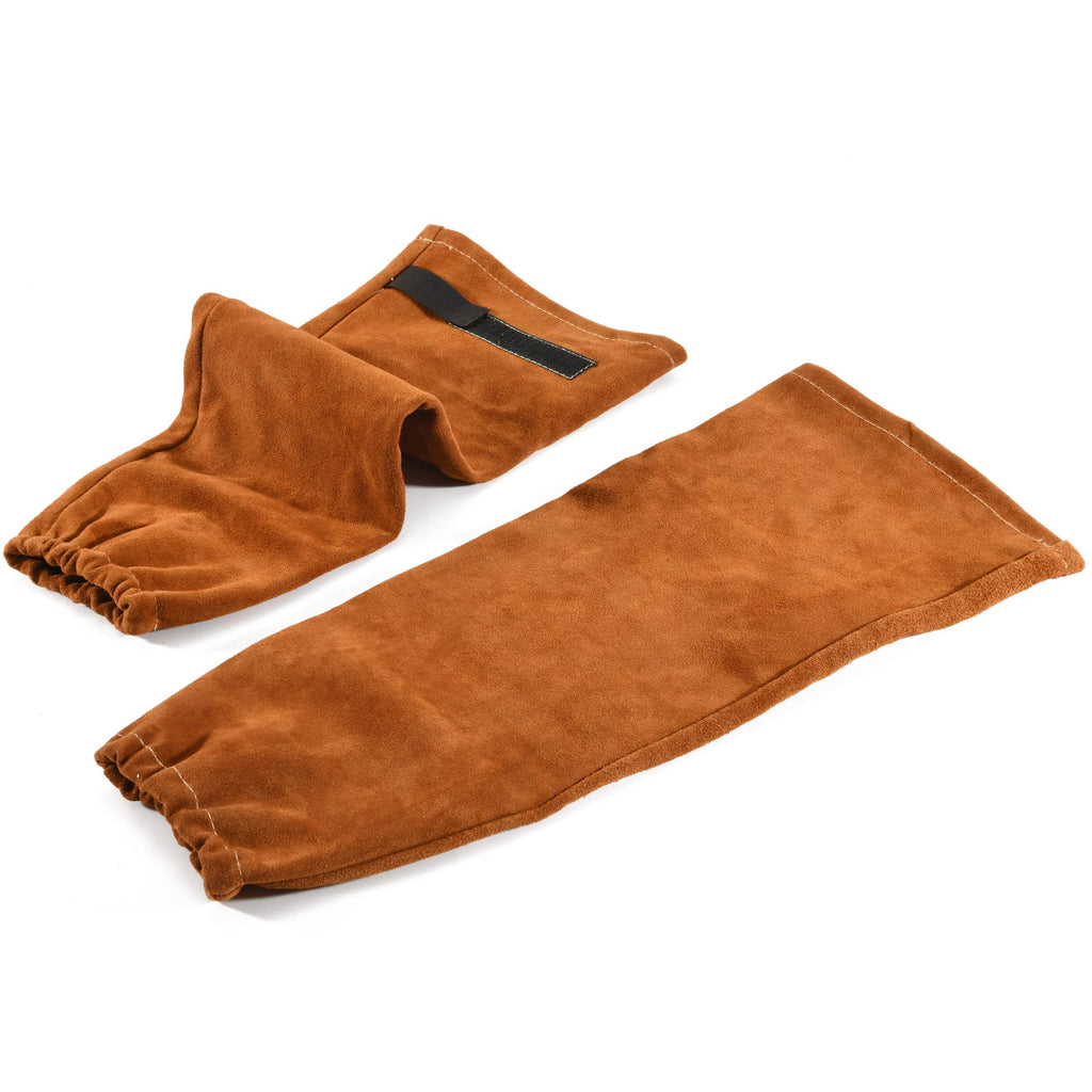  [AUSTRALIA] - Leather Welding Work Sleeves for Men&Women - Heat&Flame Resistant Arm Protection with Kevlar Stitching and Cotton Lining (One Size Fit Most, Brown) One Size Fit Most