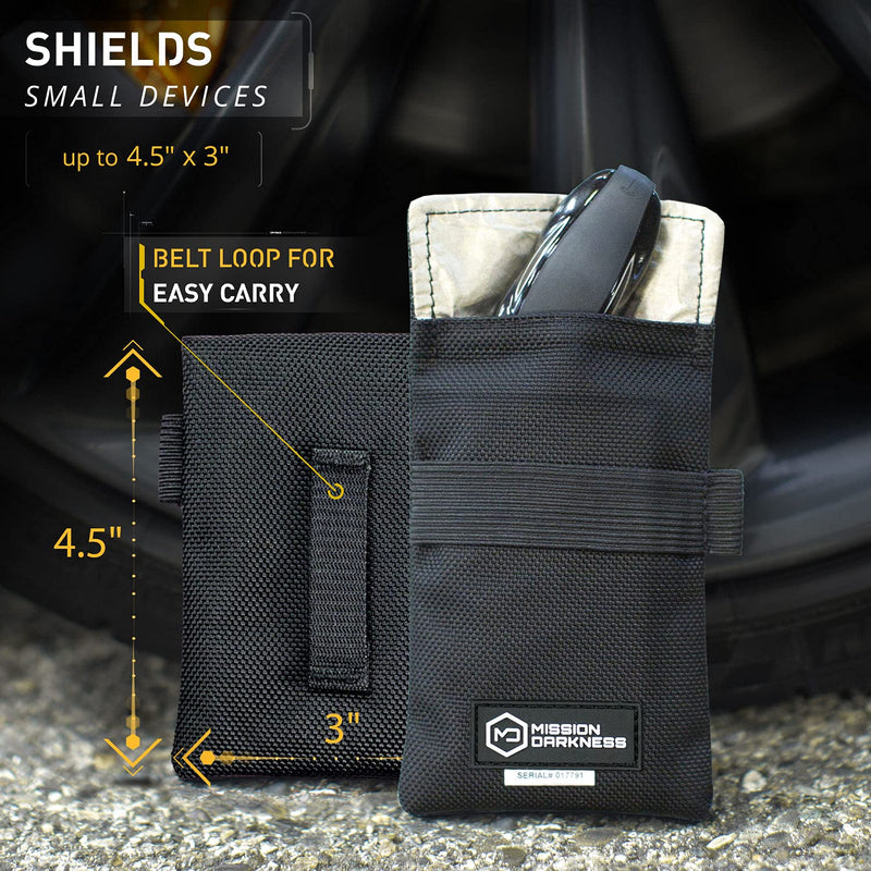  [AUSTRALIA] - Mission Darkness Faraday Bag for Keyfobs (2-Pack) // RF Shielding Protective Case for Smart Always On Keys Fobs Transmitters Small Electronics Vehicle Security Anti-Hacking Block Signal Relay
