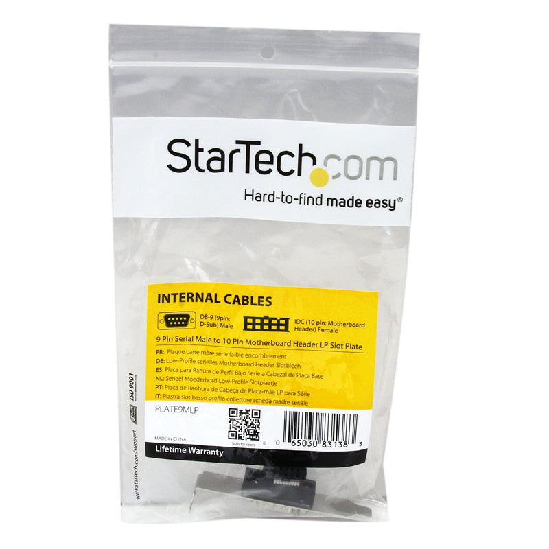 StarTech.com 9 Pin Serial Male to 10 Pin Motherboard Header LP Slot Plate - Serial panel - DB-9 (M) to 10 pin IDC (F) - 9.1 in - gray - PLATE9MLP, grey - LeoForward Australia