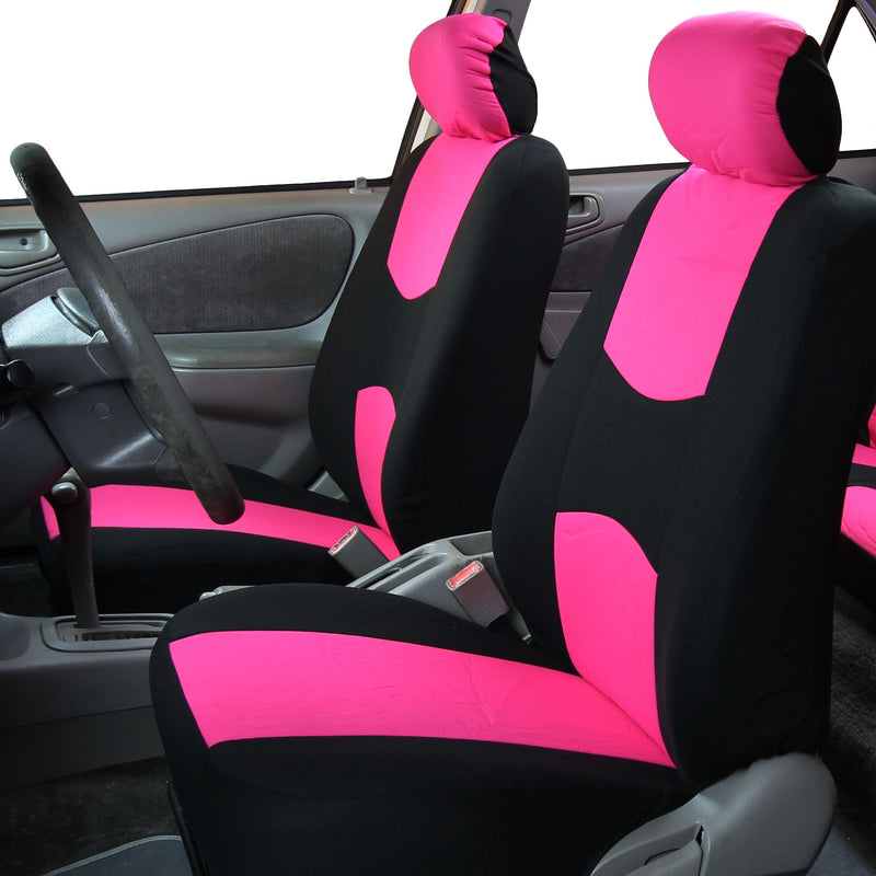  [AUSTRALIA] - FH Group Universal Fit Flat Cloth Pair Bucket Seat Cover, (Pink/Black) (FH-FB050102, Fit Most Car, Truck, Suv, or Van) Pink/Black