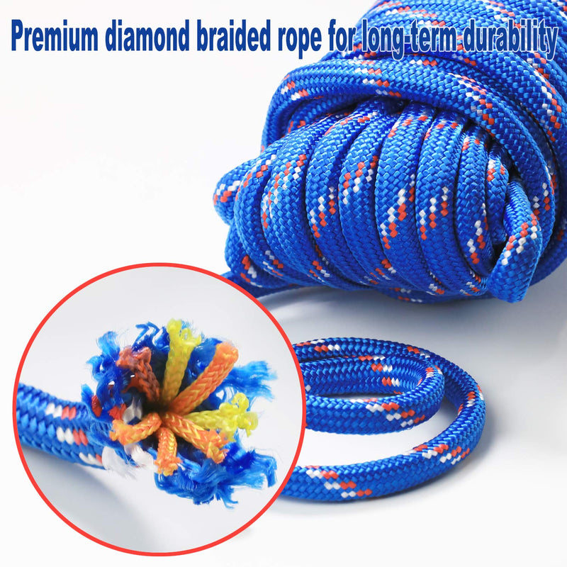  [AUSTRALIA] - Wellmax Diamond Braid Nylon Rope, 1/2in X 50FT with Bonus 1/4in x 25FT Cord UV Resistant, High Strength and Weather Resistant