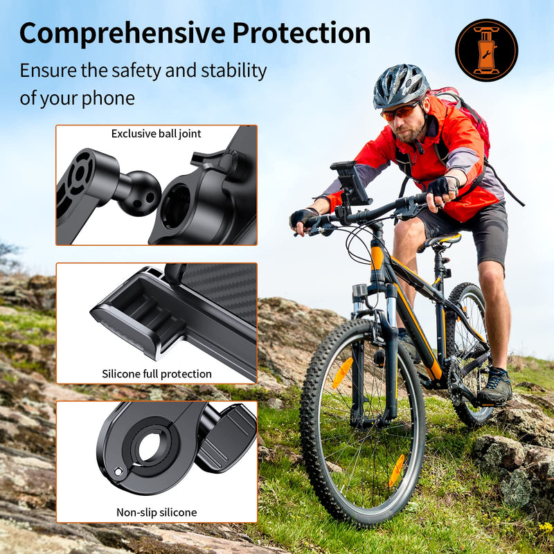  [AUSTRALIA] - UNBREAKcable Bike Phone Mount Holder, [1s Qiuck Side Lock] [0 Shake] Universal Motorcycle Handlebar Phone Holder for iPhone 14 Plus/Pro Max /13, Galaxy S23 and All 4.7''-7'' Cellphone – Black